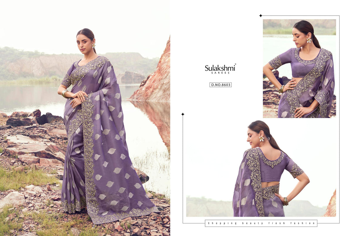 Pure/Tissue Silk Saree with Jacquard Work | Matching Blouse Piece | Wedding Festive Party Wea