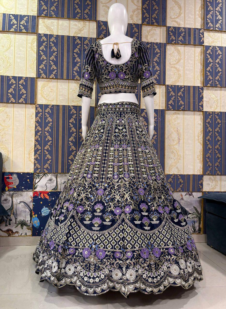Mono Satin Silk Lehenga Choli, Butterfly Net Dupatta, Sequins Cut Work, Wedding Party Wear