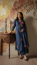 Embroidered Chanderi Silk Kurta Pant Set with Dupatta, Indian Ethnic Festive Wear