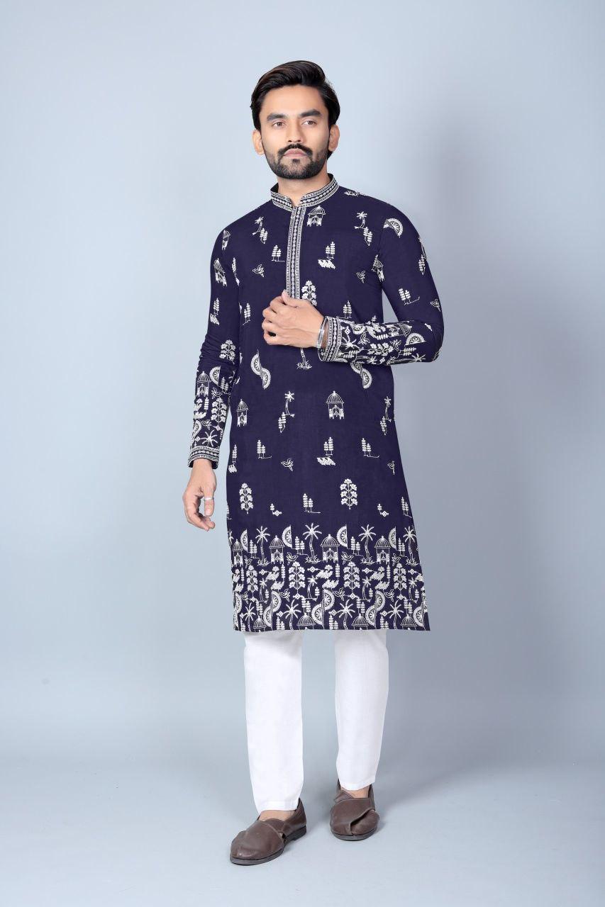 Men's Chanderi Silk Kurta Pajama Set | Festive Indian Ethnic Wear, Cotton Pajama