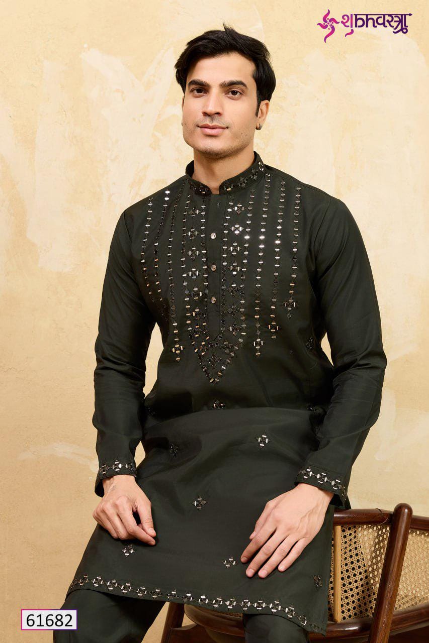 Viscose Silk Embroidered Kurta Set, Multi Thread Sequins Work, Indian Ethnic Wear