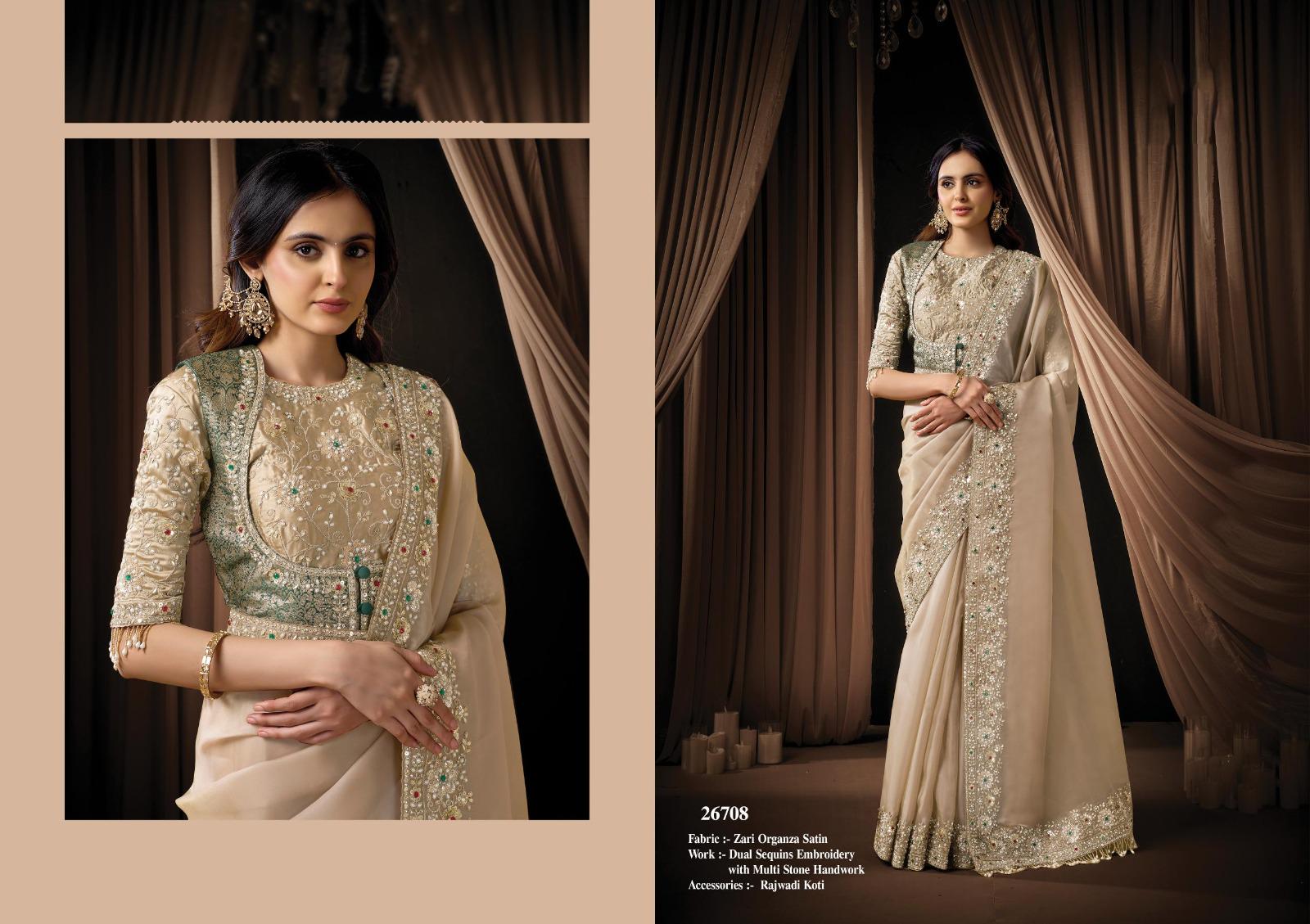 Designer Silk Saree, Embroidery Sequin Work, Jacquard Party Wear, Festive Wedding Blouse