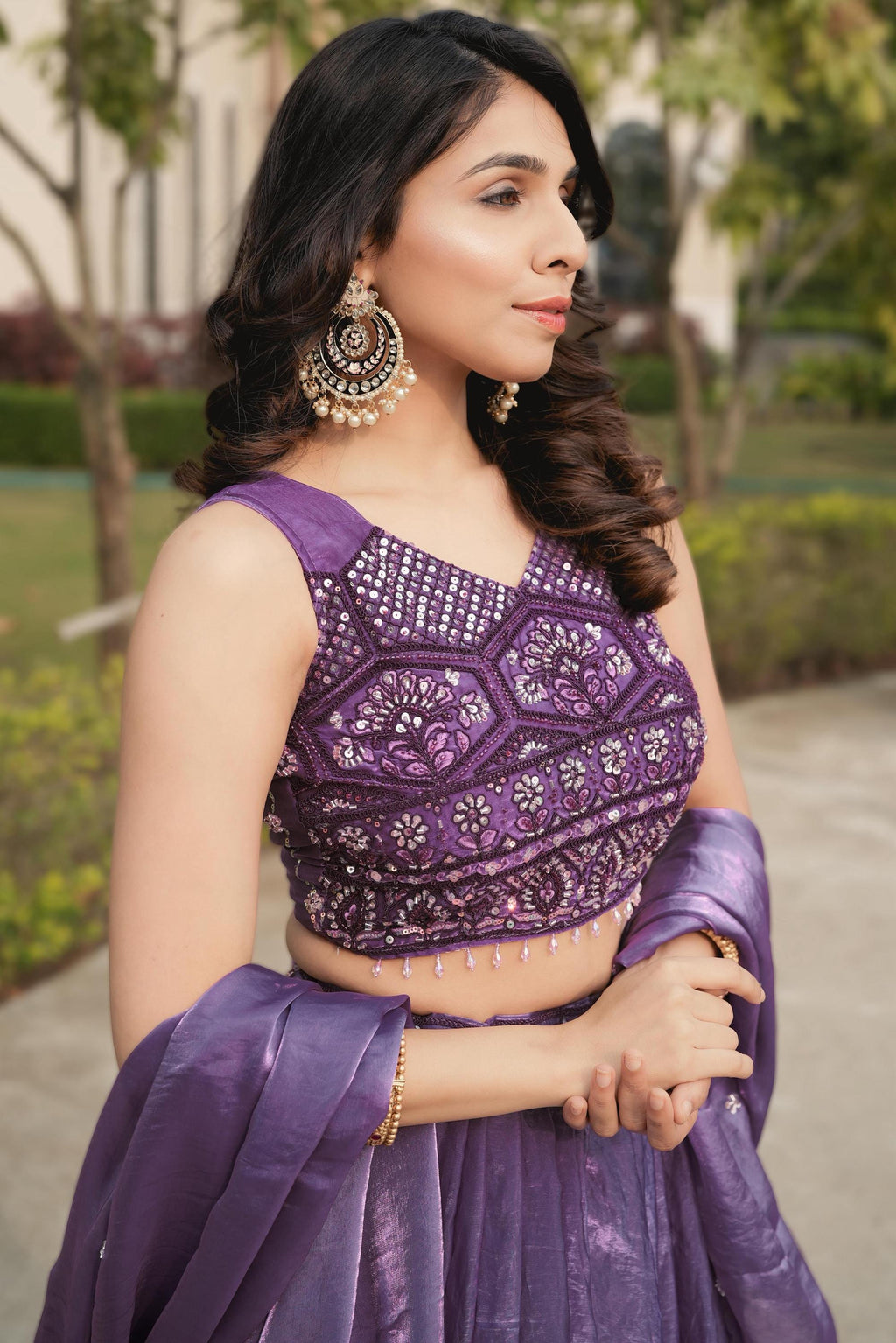 Designer Fendy Lehenga Choli Set, 5 Meter Flair, Beaded Belt, Wedding Reception Outfit