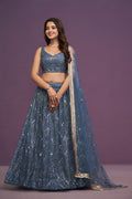 Net Lehenga Choli Set | Real Mirror Zari Embroidery, Bridal Party Wear