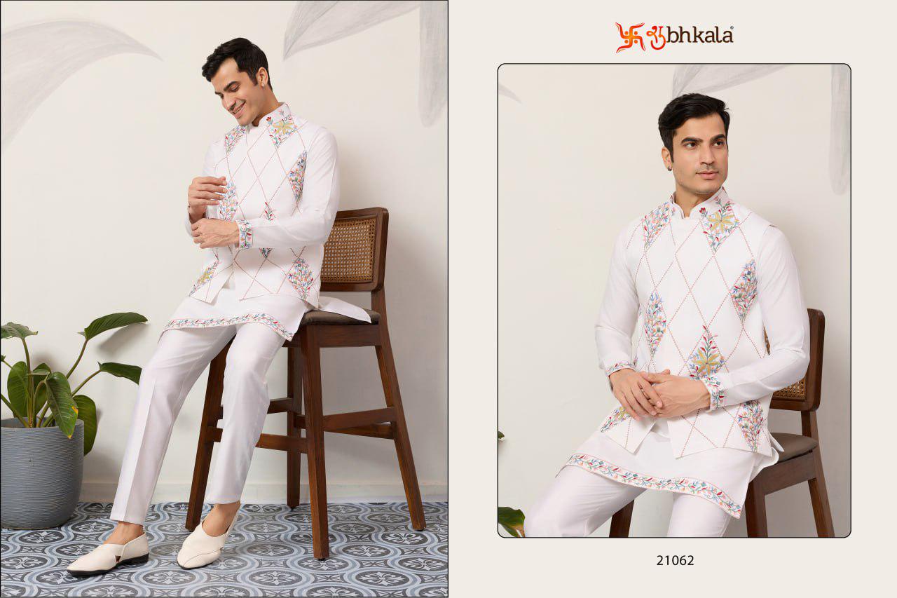 Viscose Silk Kurta Koti Pant Set, 3 Piece Ethnic Outfit, Festive Casual Suit