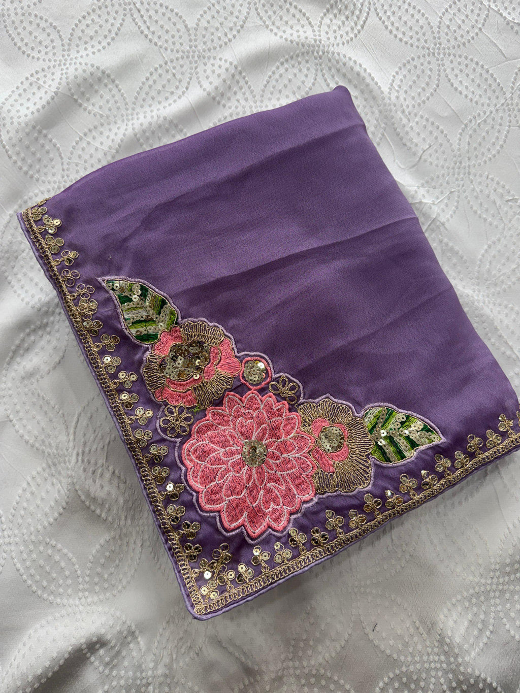 Rangoli Silk Saree with Embroidered Blouse | Cutwork Border Wedding Party Wear