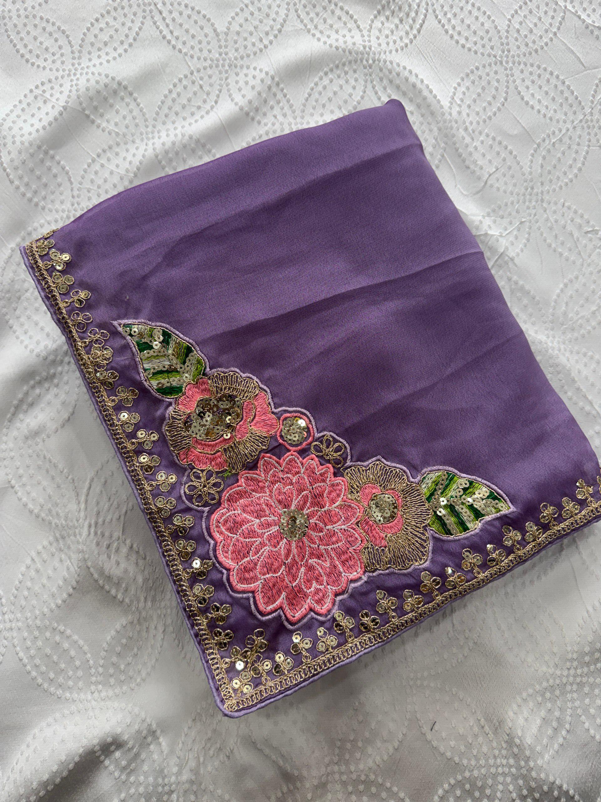 Rangoli Silk Saree with Embroidered Blouse | Cutwork Border Wedding Party Wear