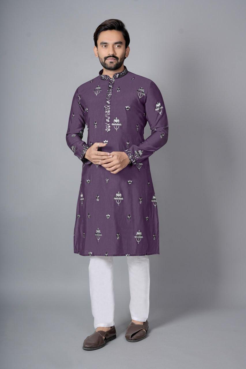 Men's Chanderi Silk Kurta Pajama Set | Festive Indian Ethnic Wear, Cotton Pajama