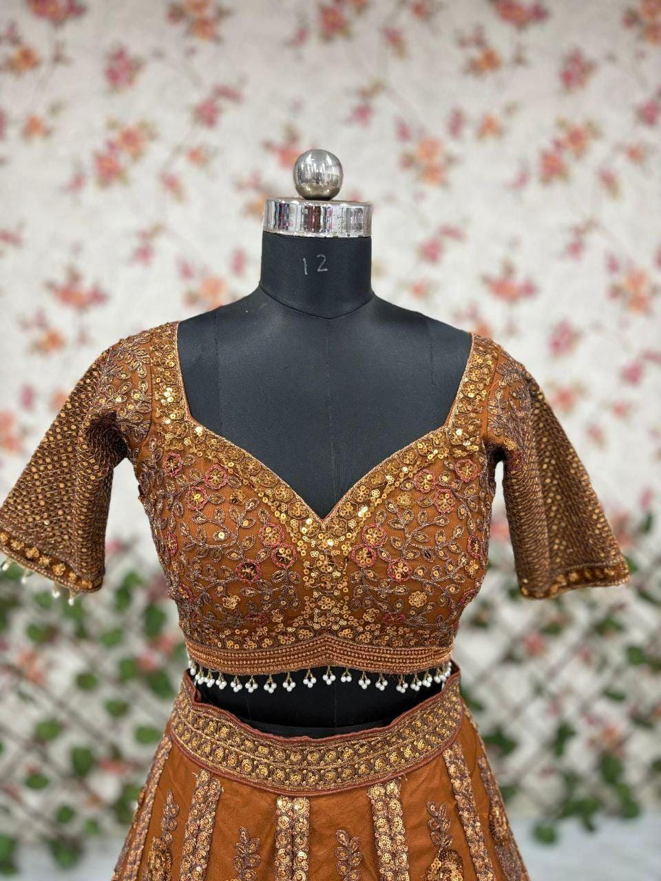 Sequins Dori Embroidery Butterfly Net Lehenga Choli Set | Bridal Wedding Indian Women's Wear