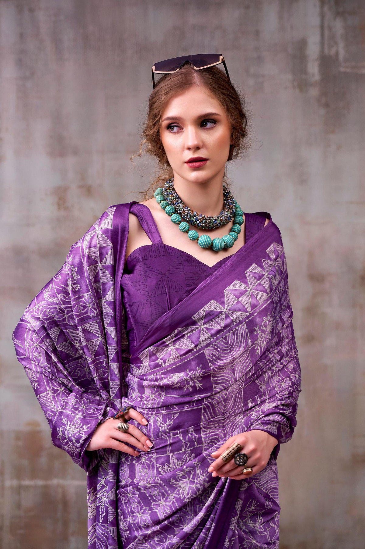 Satin Silk Printed Saree with Unstitched Blouse, Elegant Indian Festive Wear