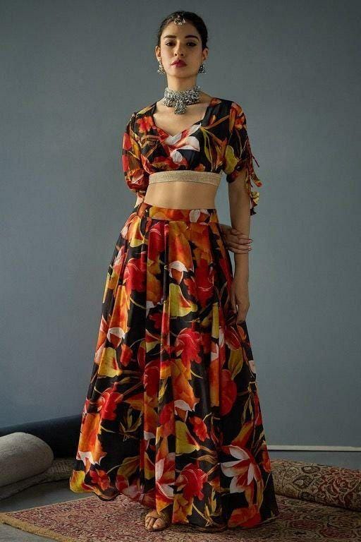 Digital Print Georgette Lehenga Choli Set | 5 Meter Flare Indian Festive Outfit (Ready-to-Wear)