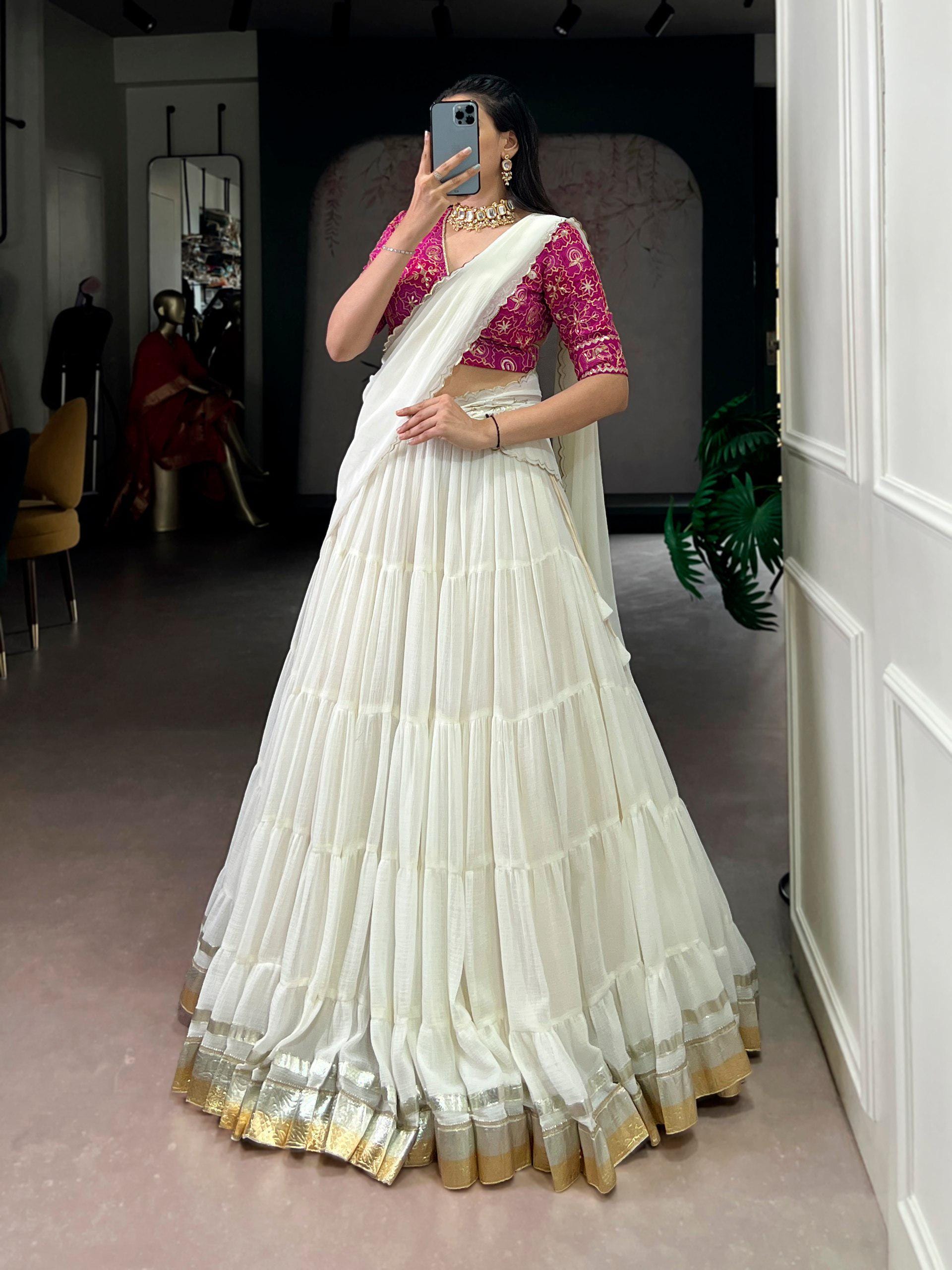 Marble Fabric Lehenga Choli Set, Bandhej Print Blouse, Foil Work Dupatta, 12 Meter Flair
