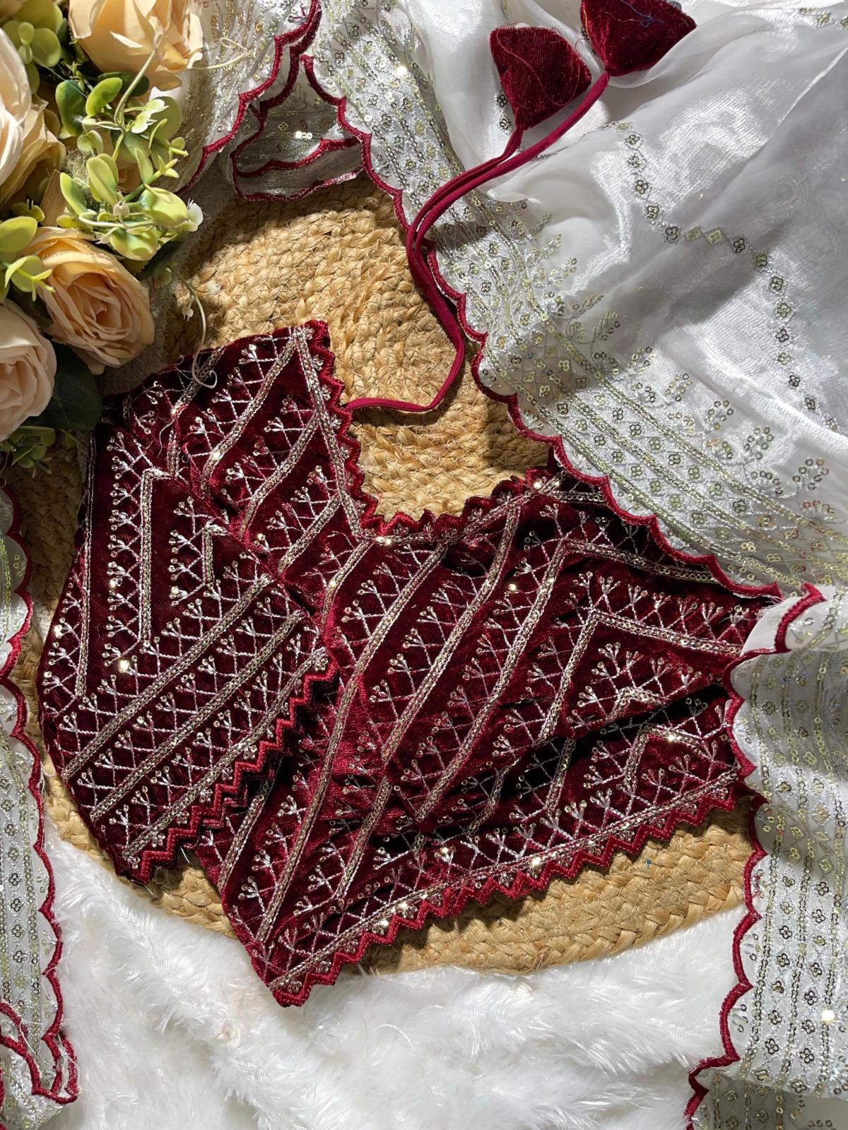 Pure Zimmy Choo Silk Saree, Sequins Embroidery, Velvet Stitched Blouse, Festive Wear