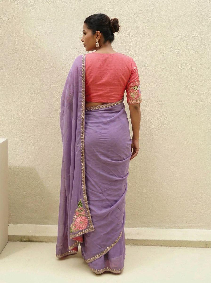Soft Rangoli Silk Saree | Embroidery, Cutwork Border, Mono Banglory Blouse