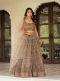 Net Lehenga Choli, Zari Sequins Embroidery, Semi Stitched Bridal Set, Wedding Party Wear