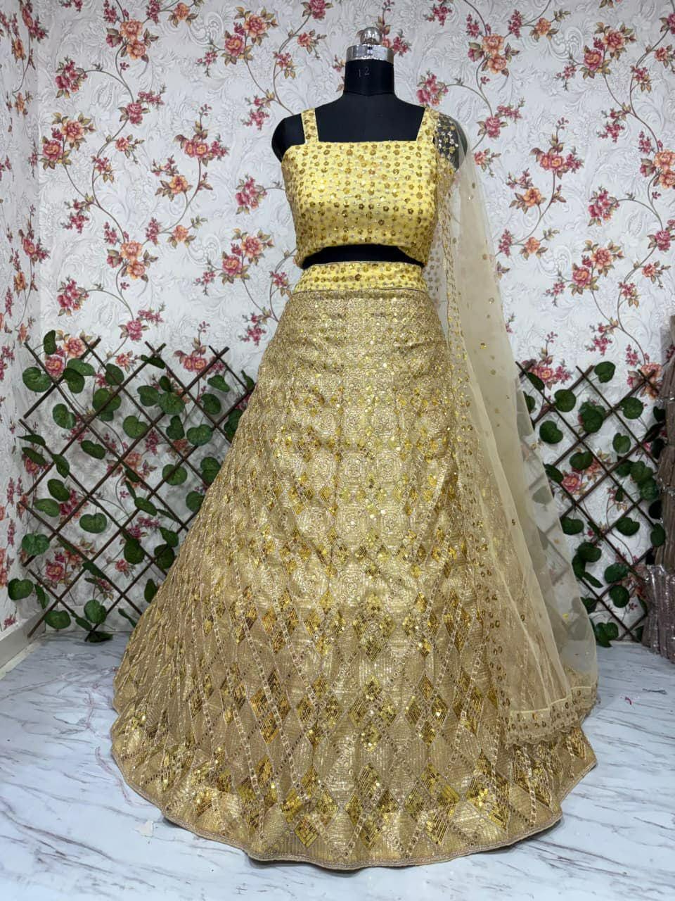 Butterfly Net Lehenga Choli Set, Heavy Embroidery, Sequins, Bridal Wedding Outfit