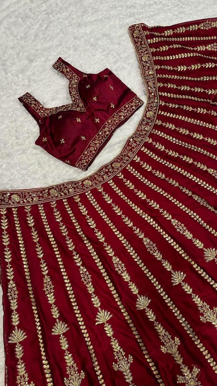 Kasturi Silk Lehenga Choli Set | Zari Dori Sequin Embroidered Festive Wear
