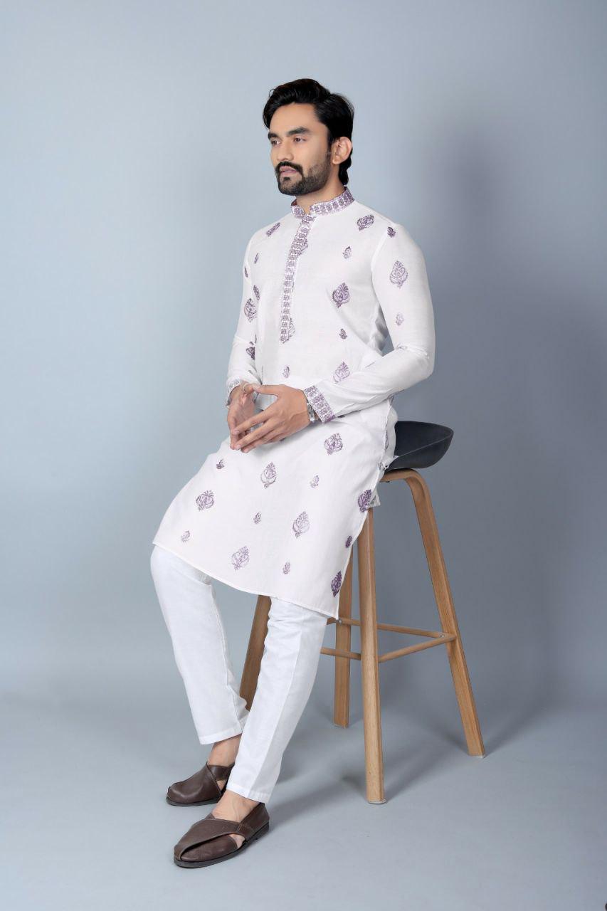 Men's Chanderi Silk Kurta Pajama Set, Traditional Indian Festive Wear, Wedding Party Outfit