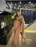 Banarasi Crush Saree with Sequence Work, Coding Lace Border | Banglori Silk Blouse