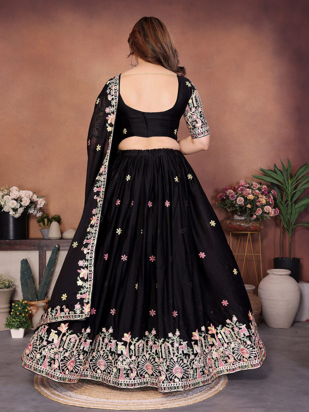 Embroidered Star Georgette Lehenga Choli Set | Indian Wedding Wear, Bridal Festive (3 Colours)