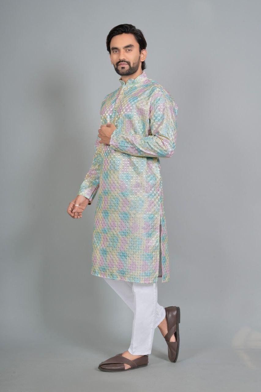 Men's Digital Print Rayon Kurta Pajama Set | Traditional Indian Ethnic Wear M–XXL