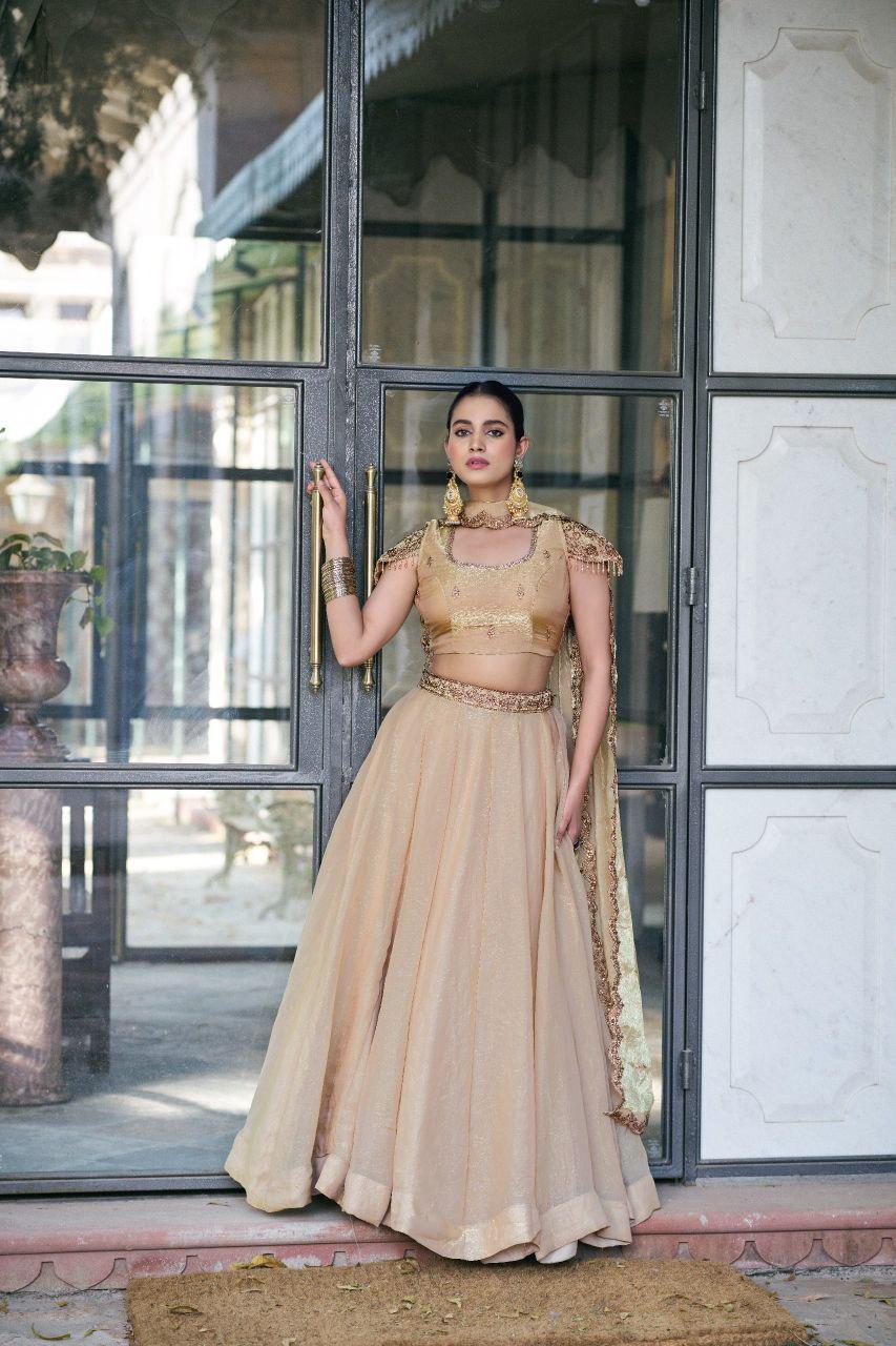 Fendi Lehenga Choli Set | Sequins Embroidery, 5 Meter Flair, Bridal Party Wear