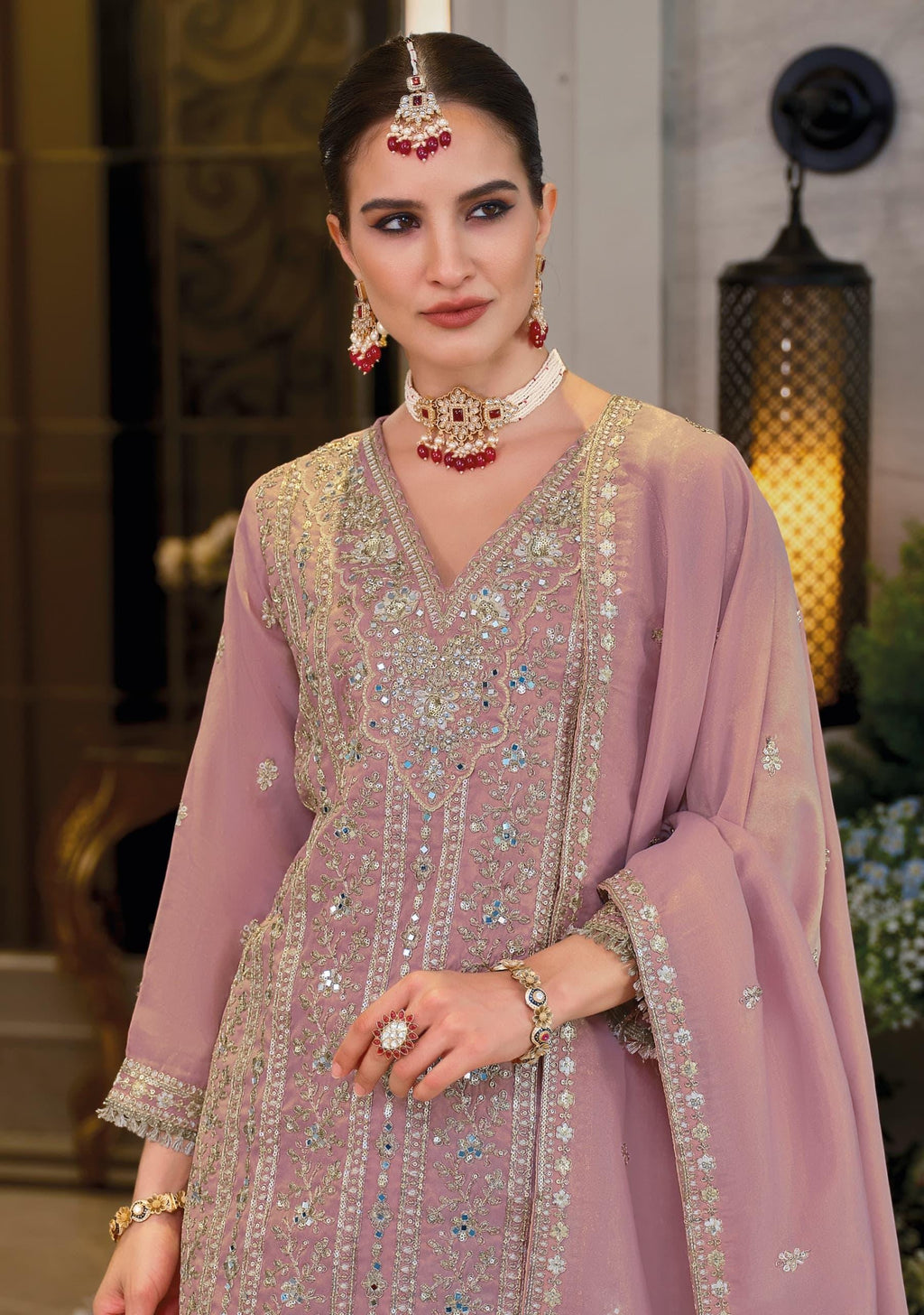 Embroidered Simar Kurta Palazzo Set with Dupatta, Festive Ethnic Party Wear Indian Outfit