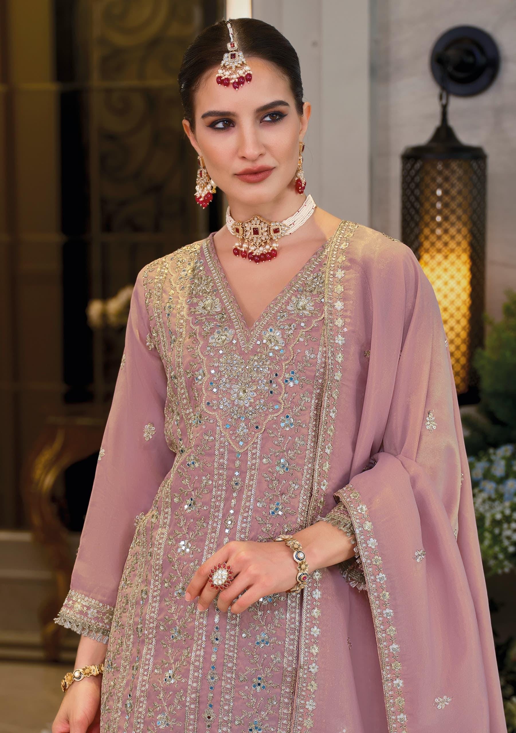 Embroidered Simar Kurta Palazzo Set with Dupatta, Festive Ethnic Party Wear Indian Outfit