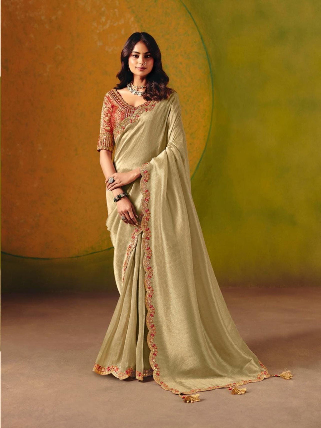 Elegant Pastel Designer Saree with Rich Embroidery