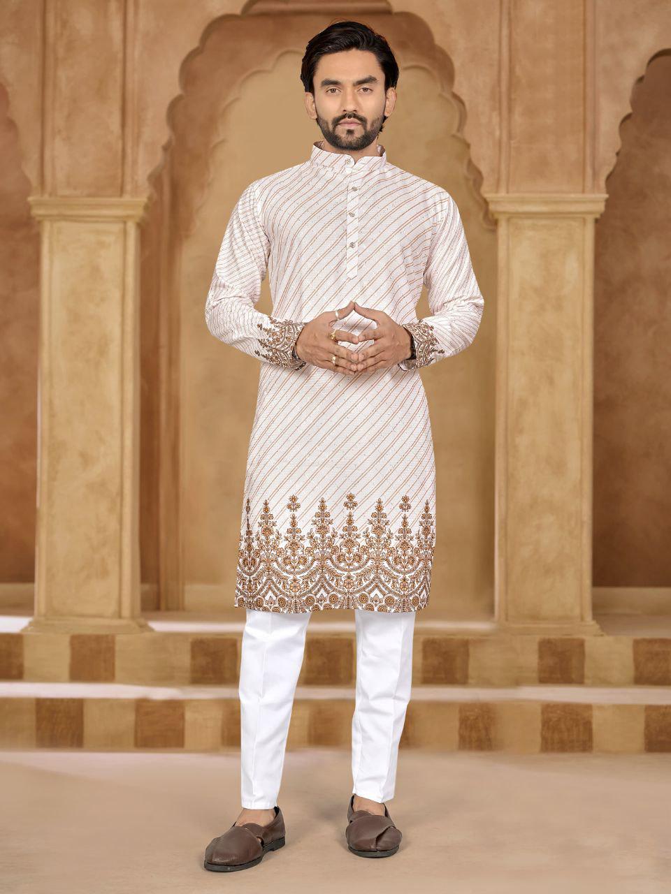 Elegant Heavy Chanderi Silk Kurta Pajama Set for Men