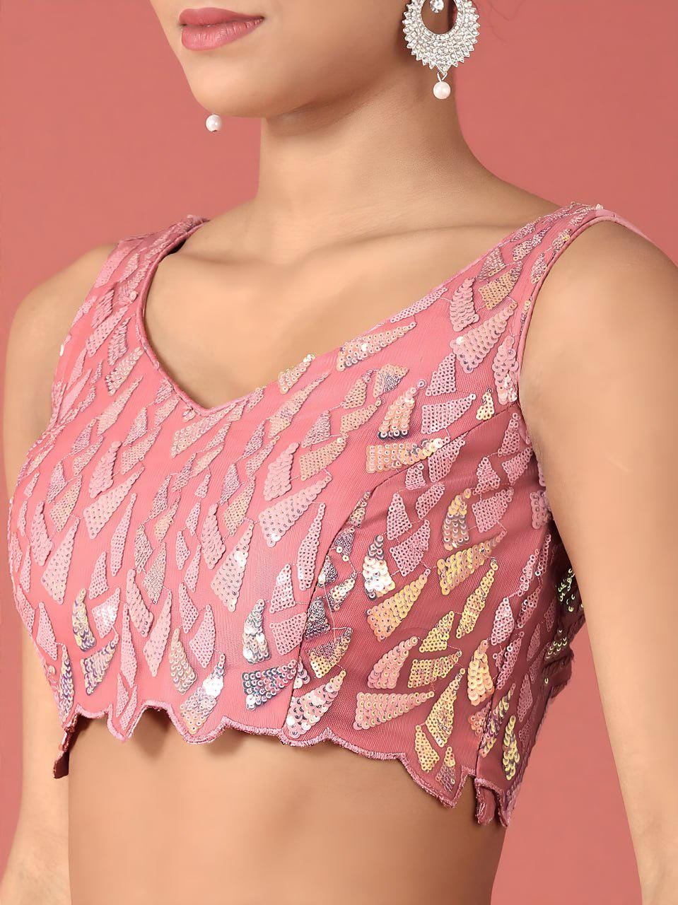 Light Pink Soft Net Lehenga Choli Set, Sequins Embroidery, Semi-Stitched Bridal Wear