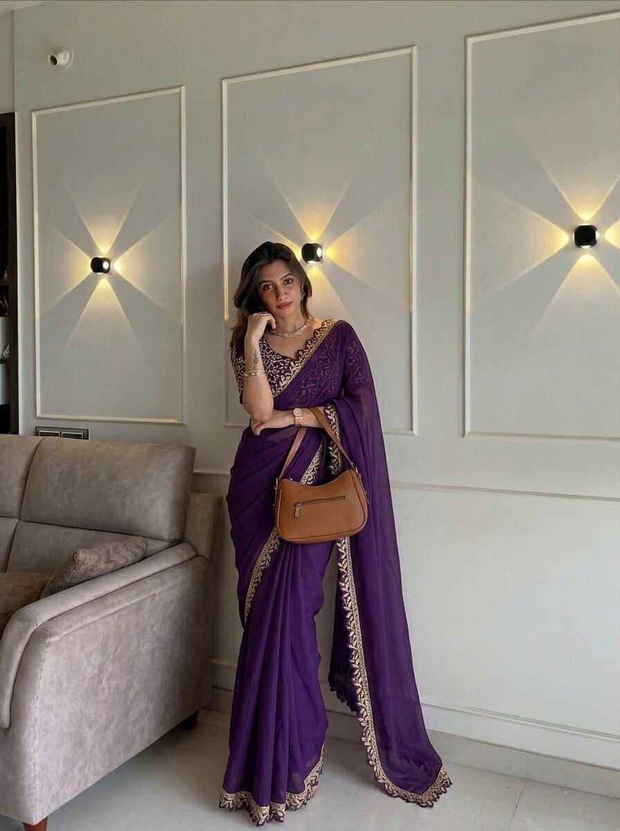 Rangoli Silk Embroidered Saree | Cutwork Lace Border, Mono Banglory Silk Blouse, Festive Wear