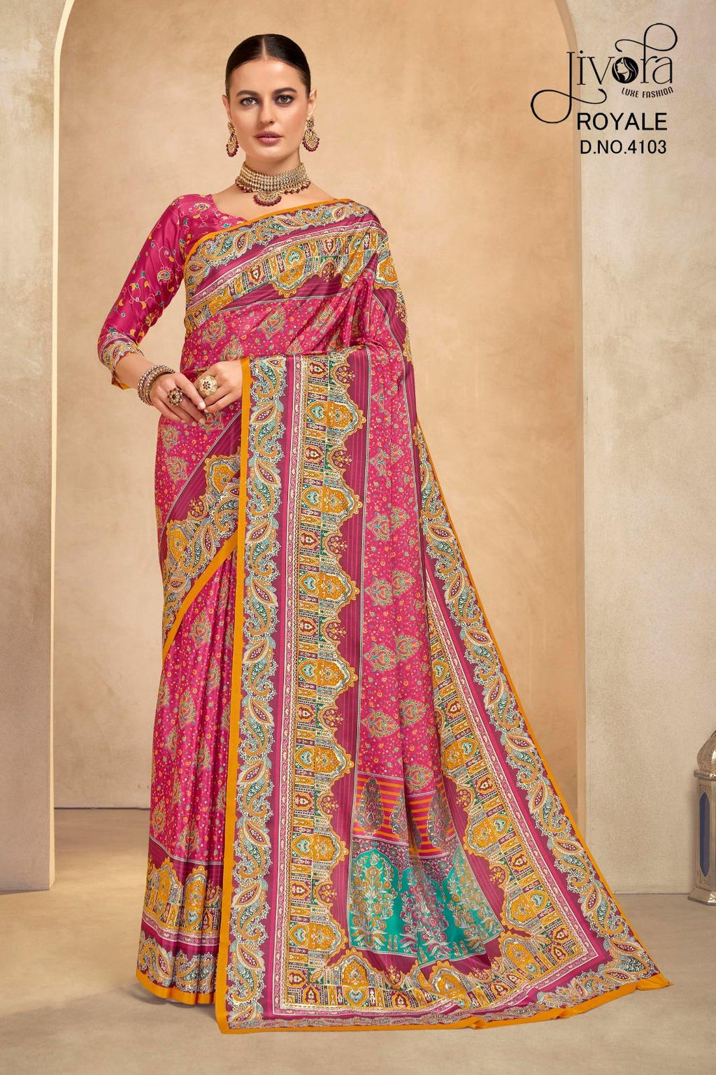 Rajwadi Crepe Saree, Digital Foil Print, Royal Festival Wear Indian Saree
