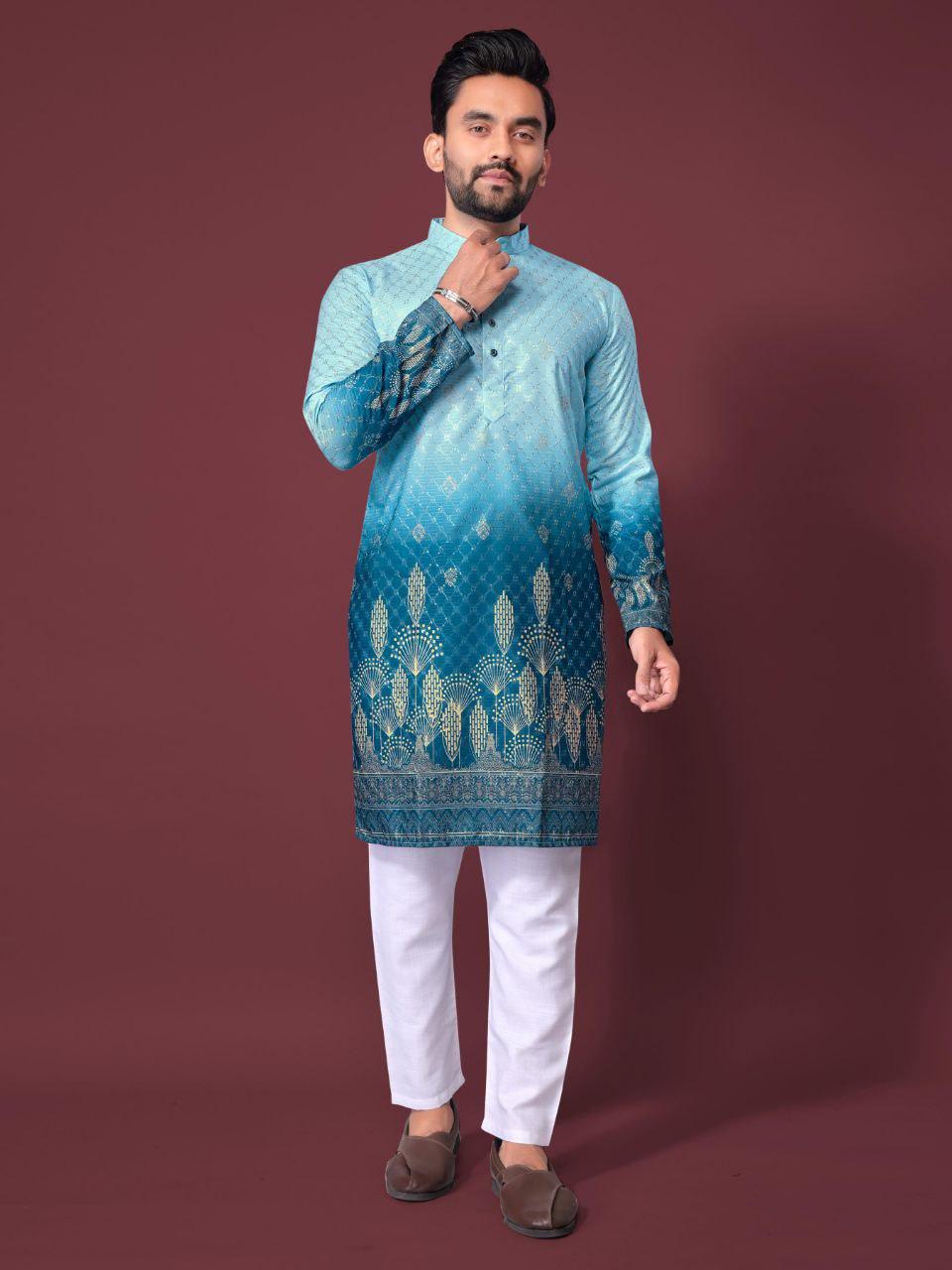 Men's Cotton Rayon Kurta Pajama Set | Traditional Indian Festive Wear
