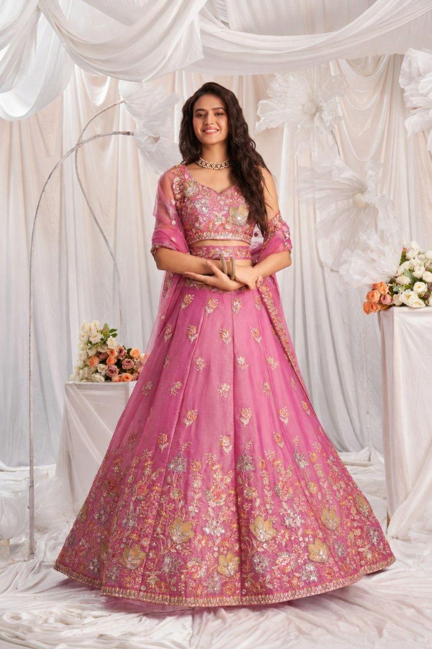 Fandy Lehenga Choli, Zari Sequin Embroidery, Semi-Stitched Wedding Guest Dress, Net Dupatta