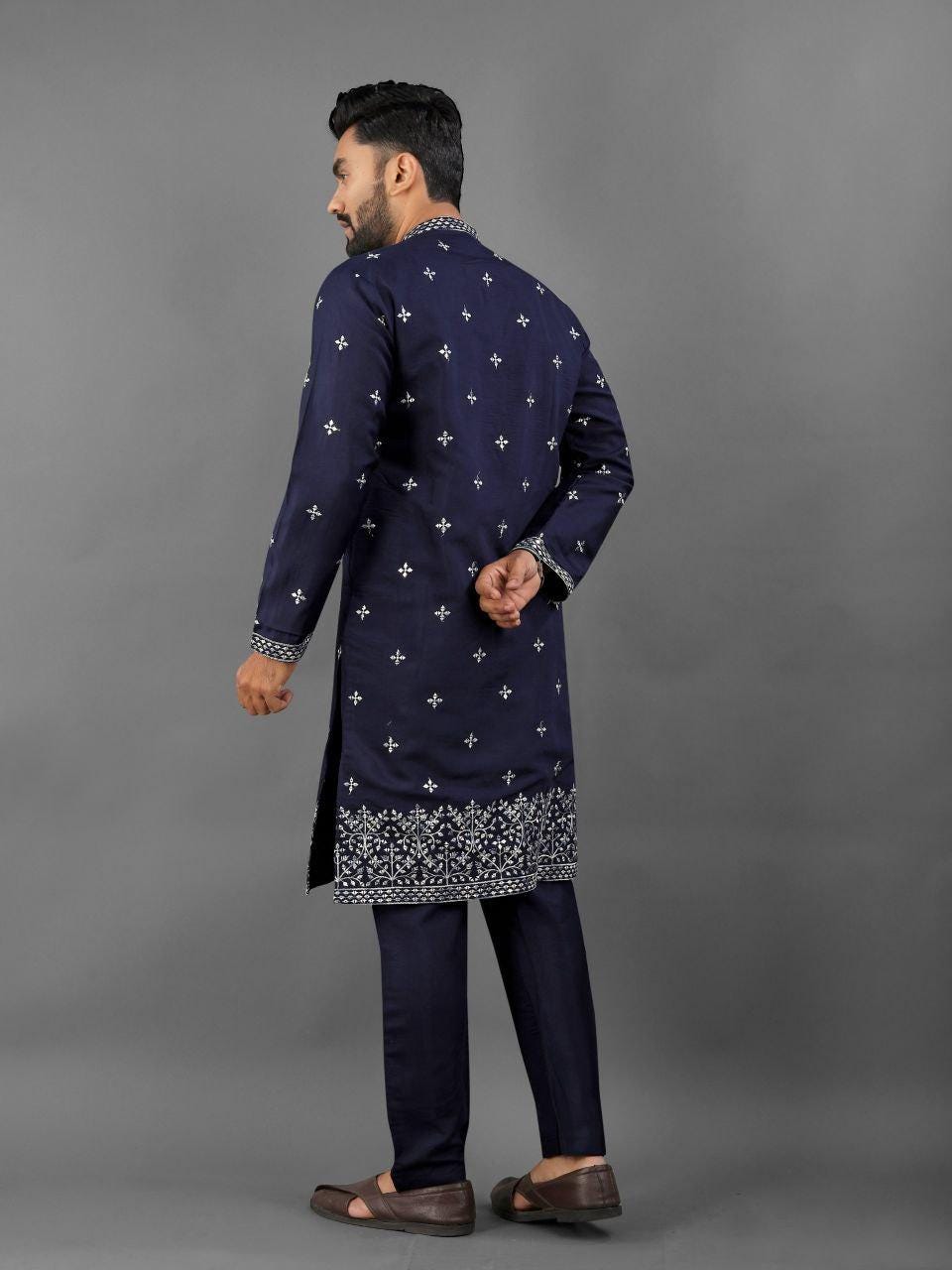 Men's Roman Silk Kurta Pajama Set | Pushpa Designer Ethnic Wear, Festive Indian Outfit
