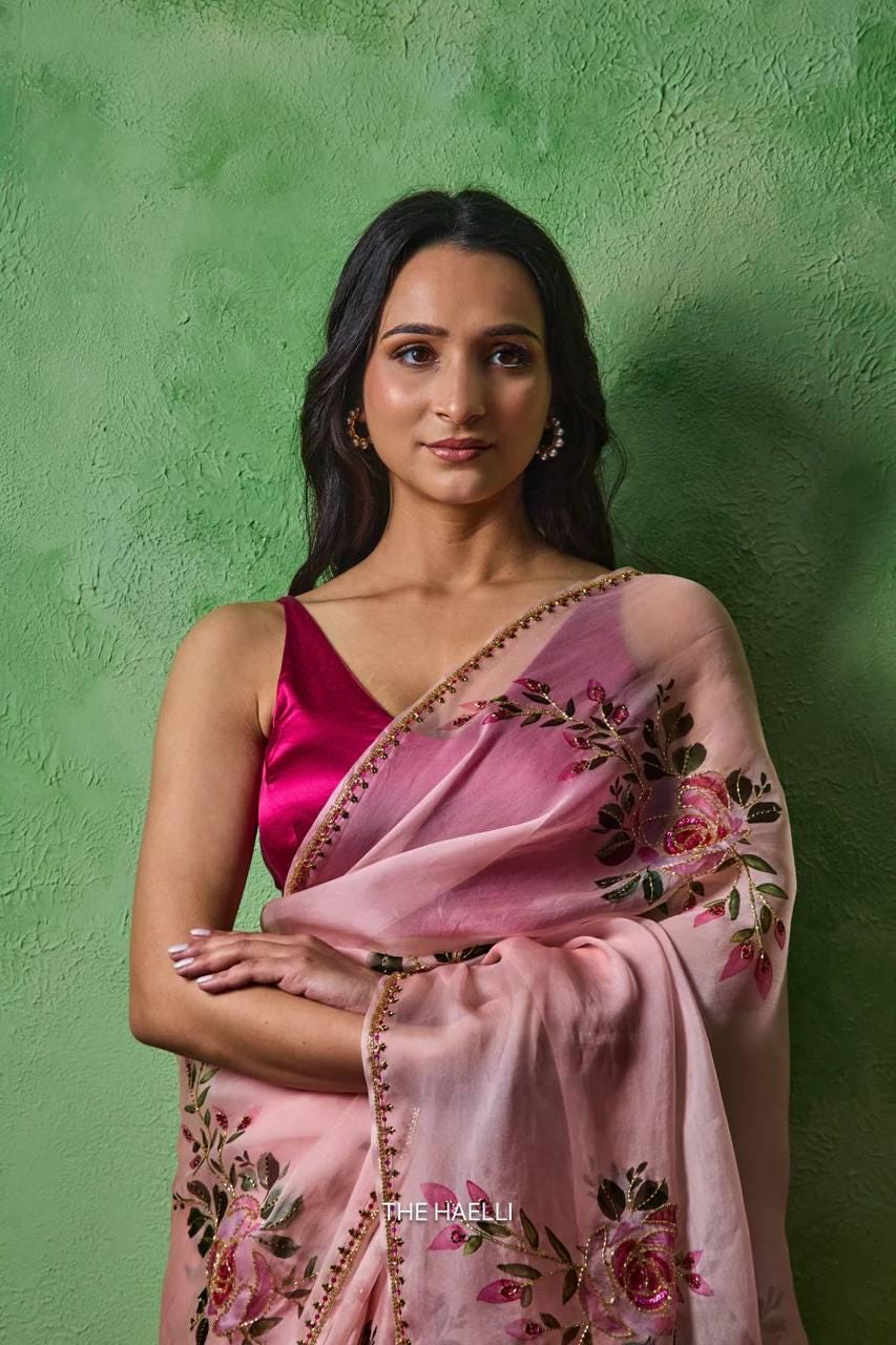 Soft Tabby Floral Sparrow Print Lehenga Choli | Handwork Cutdana Indian Wedding Festive Wear