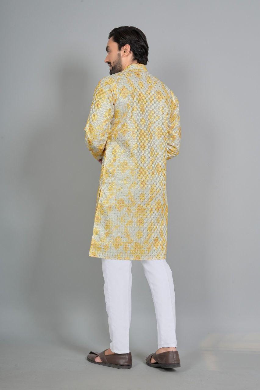 Men's Rayon Digital Print Kurta Pajama Set | Traditional Indian Ethnic Wear