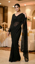 Pure Space Silk Saree | Diamond Work, Cutwork Border, Designer Blouse