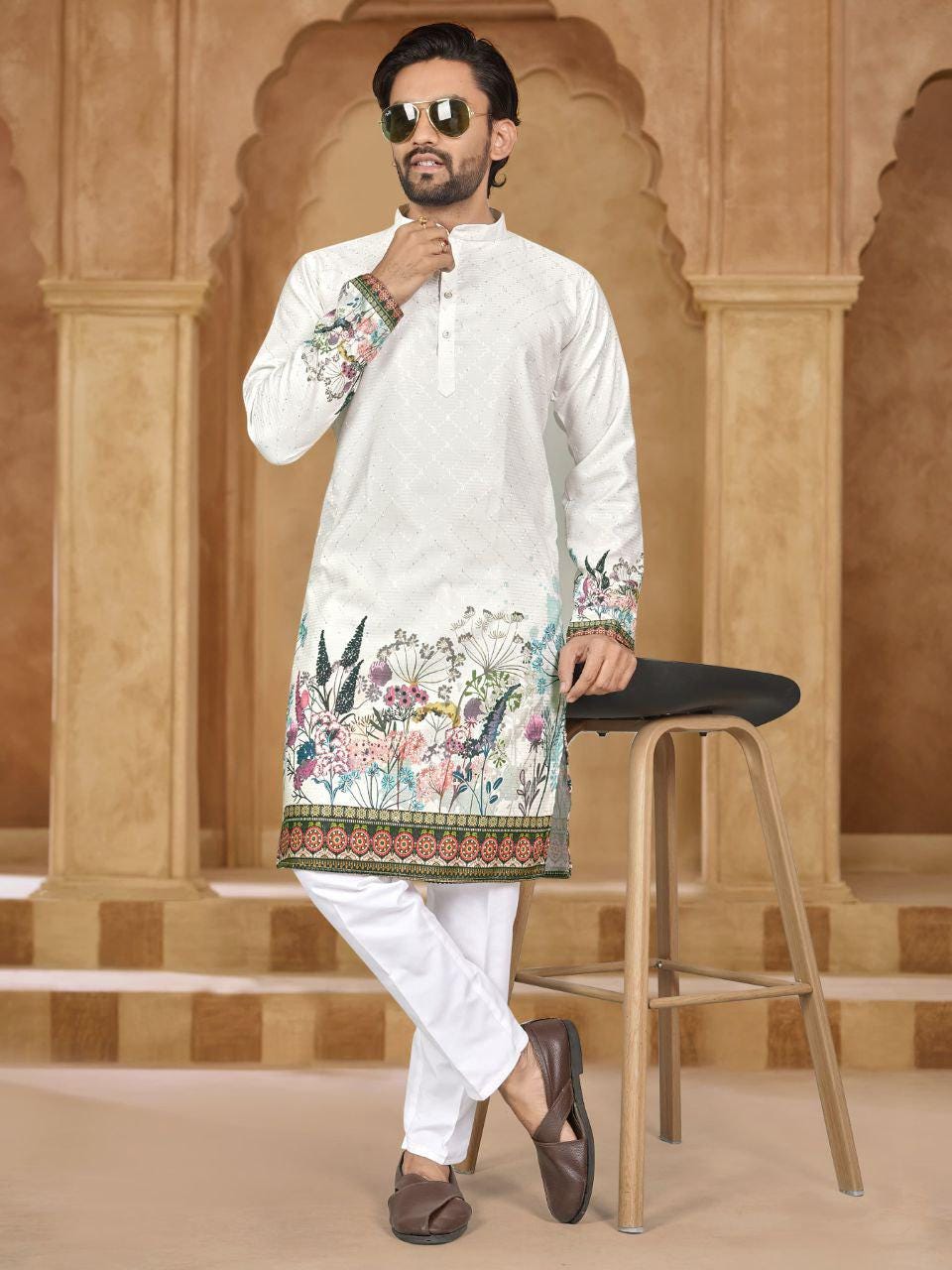 Elegant Heavy Chanderi Silk Kurta Pajama Set for Men