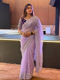 Soft Organza Embroidered Saree | Cutwork Border, Mono Banglory Silk Blouse, Festive Wear