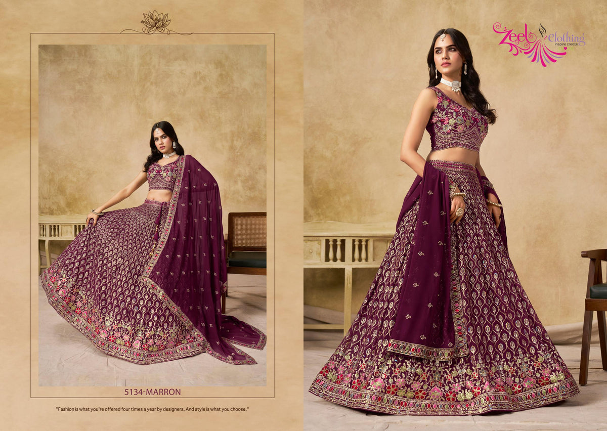 Georgette Lehenga Choli Set, Sequins Thread Embroidered, Wedding Party Wear (Unstitched)