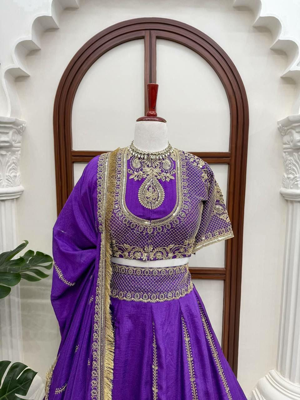 Vichitra Silk Lehenga Choli Set | Coding Dori Sequins Embroidery, Festive Wear