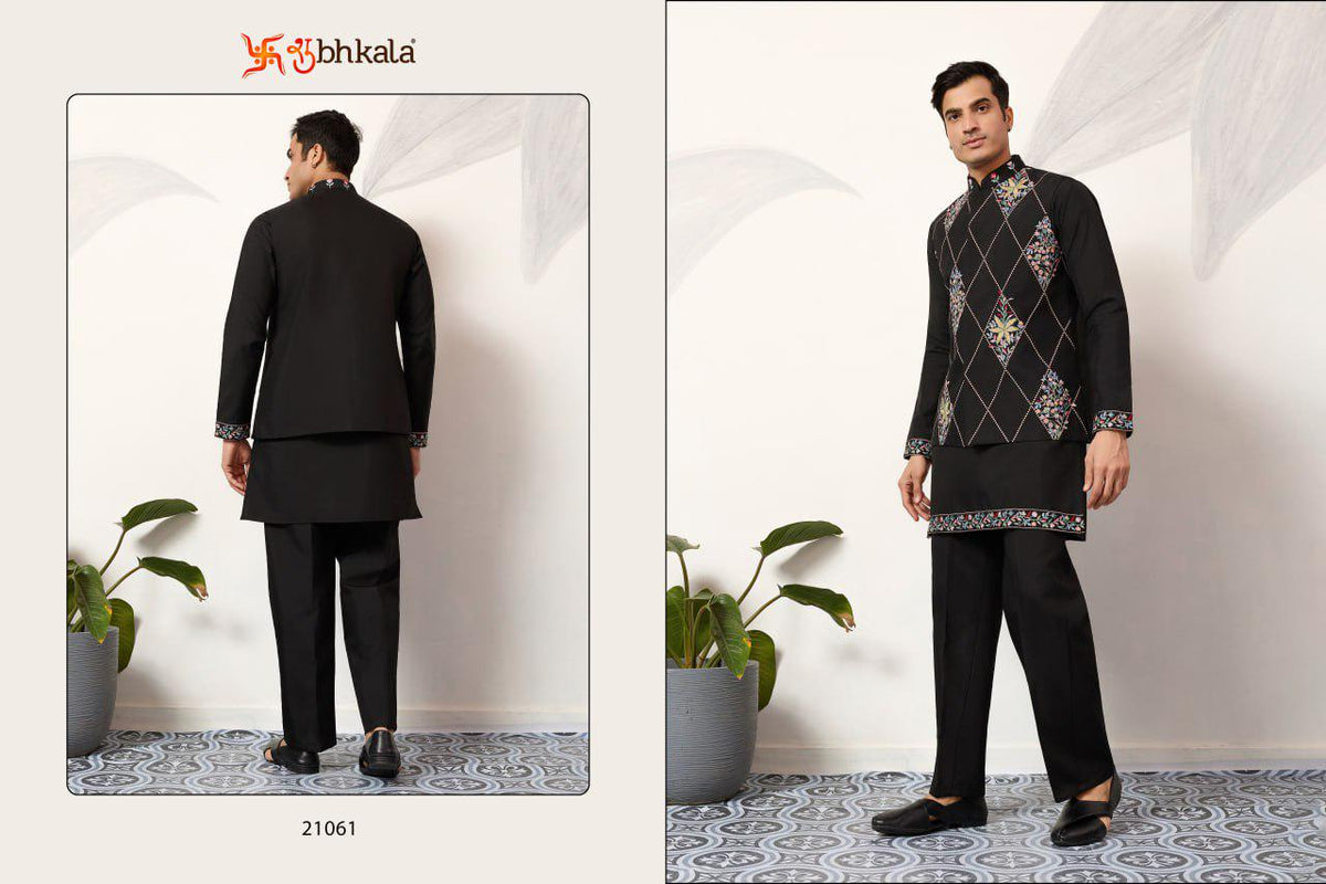 Viscose Silk Kurta Koti Pant Set, 3 Piece Ethnic Outfit, Festive Casual Suit