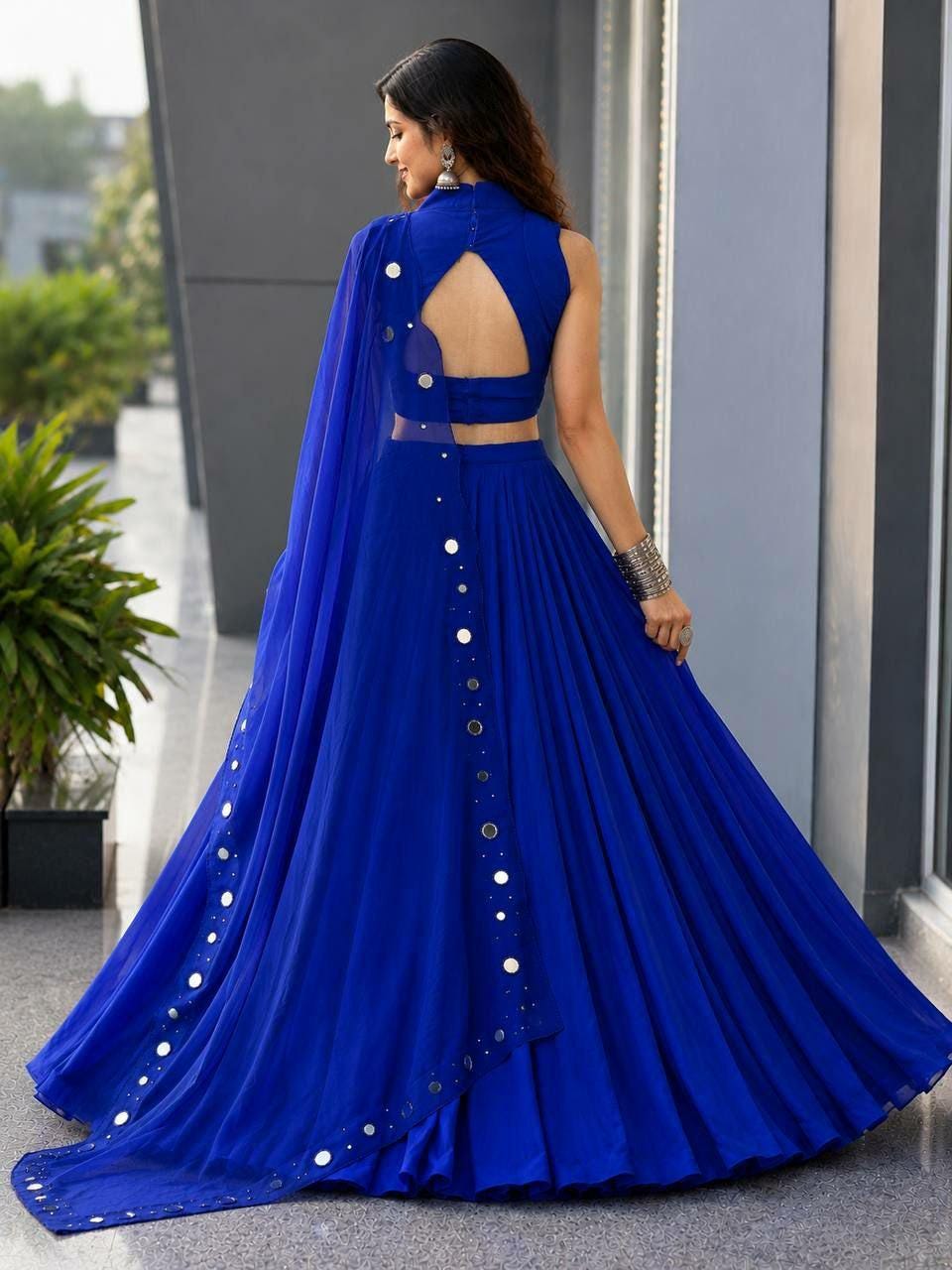 Pure Cotton Navratri Lehenga Choli Set | 8 Meter Flare Mirror Work Blouse Dupatta