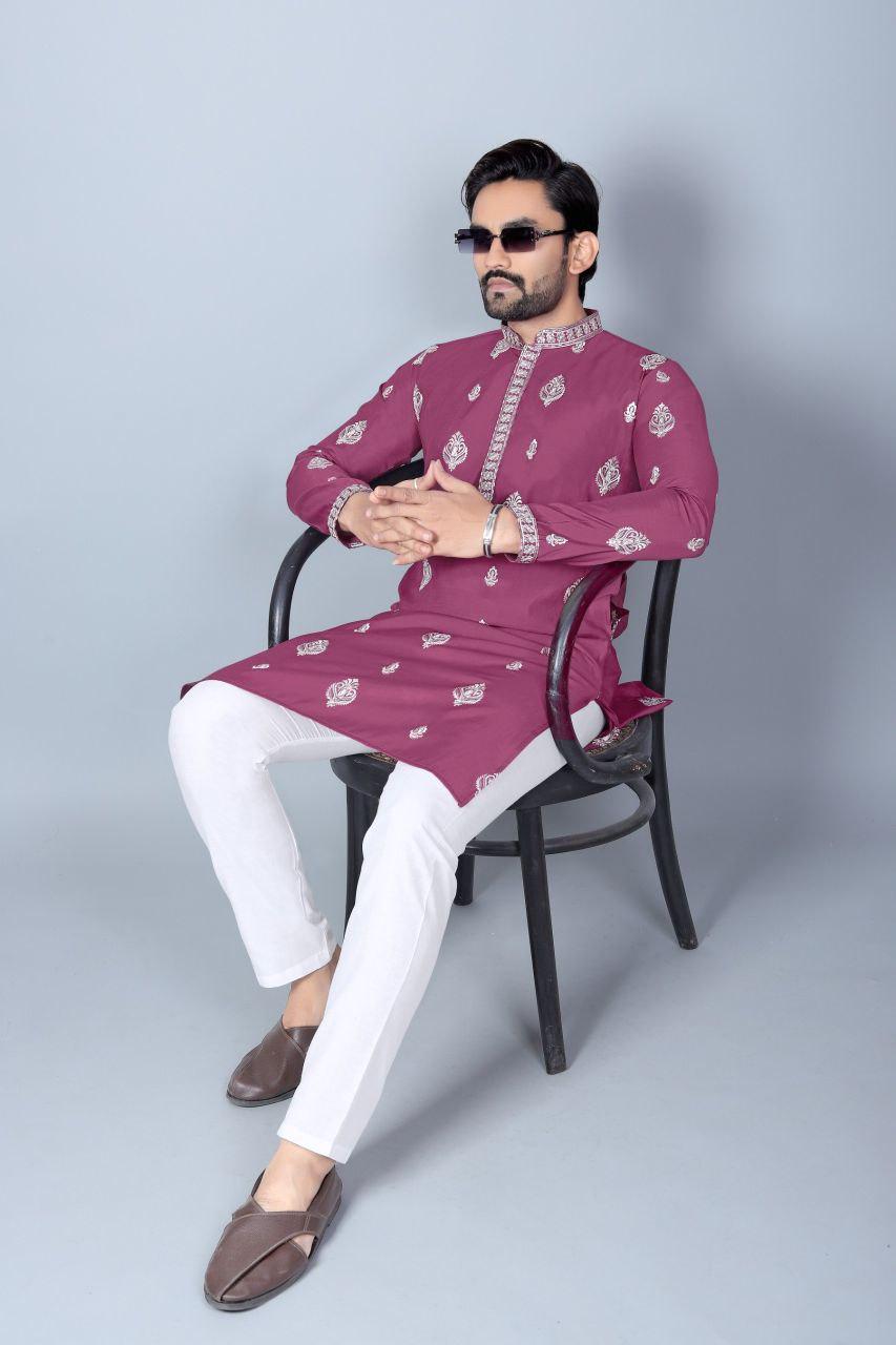 Men's Chanderi Silk Kurta Pajama Set | Festive Indian Ethnic Wear, Cotton Pajama