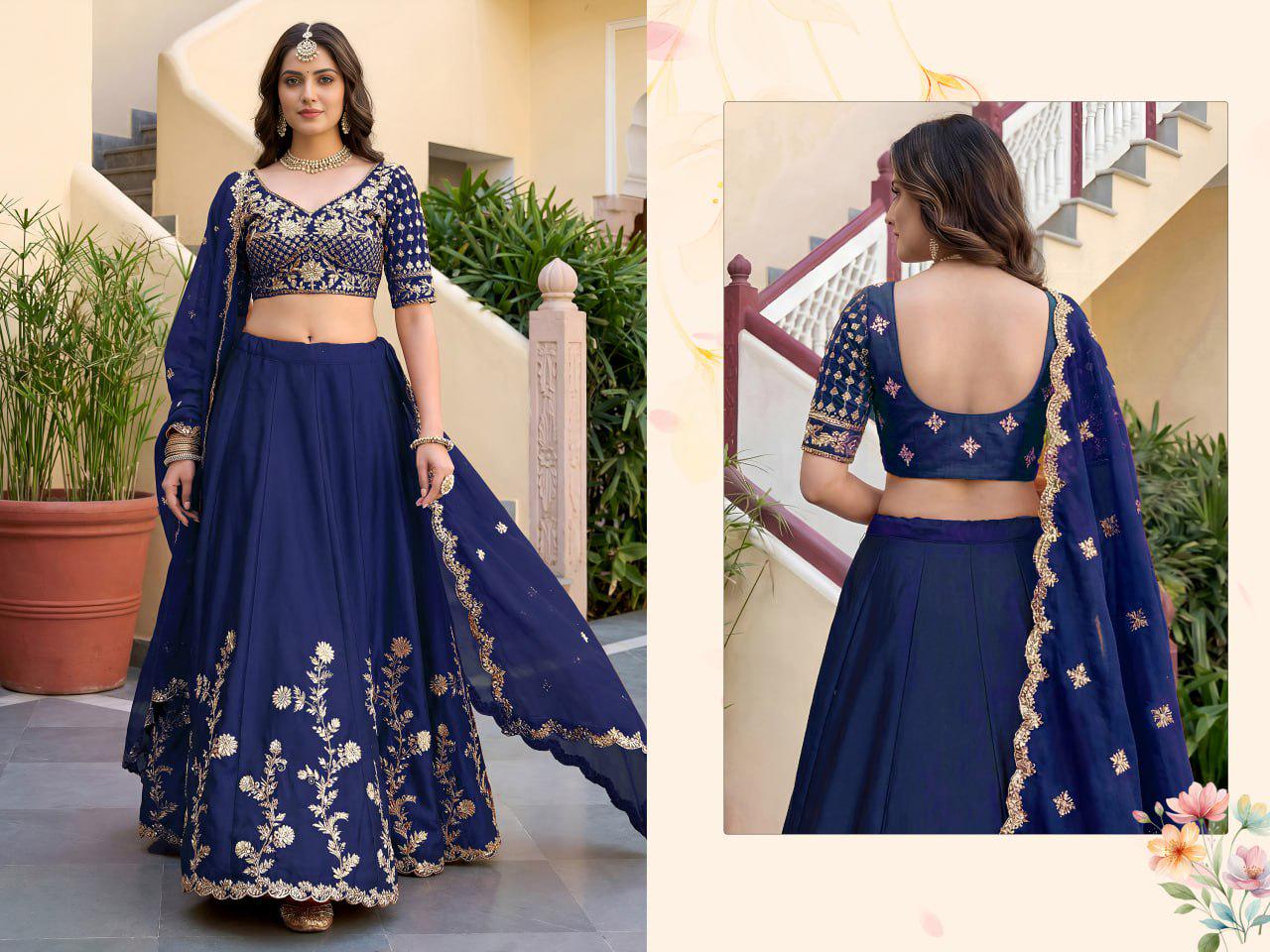 Rangoli Silk Lehenga Choli Set, Zari Dori Sequins Embroidery, Semi-Stitched Wedding Outfit