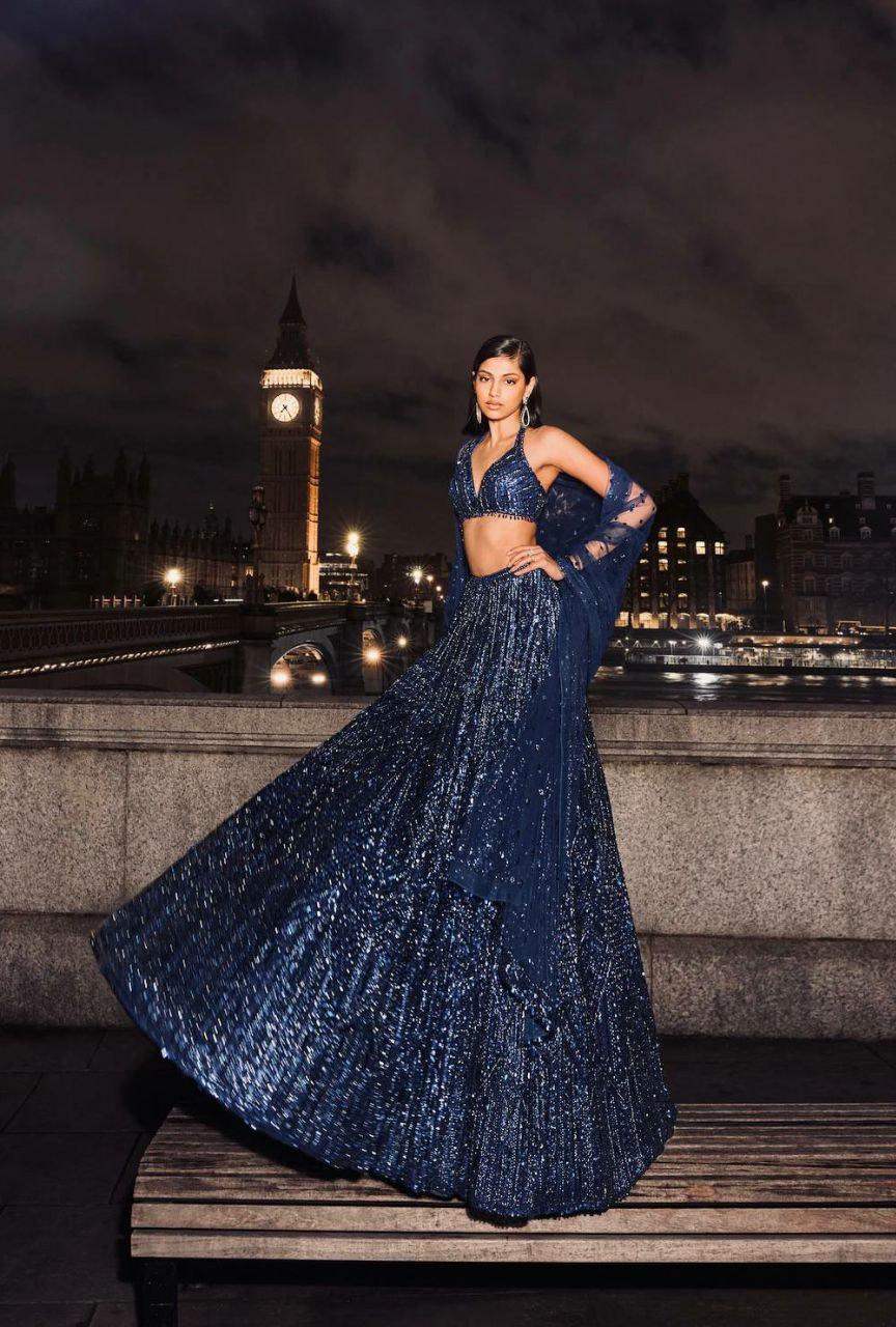 Sequins Dori Embroidery Net Lehenga Choli Set | 3.25 Meter Flared Wedding Party Wear