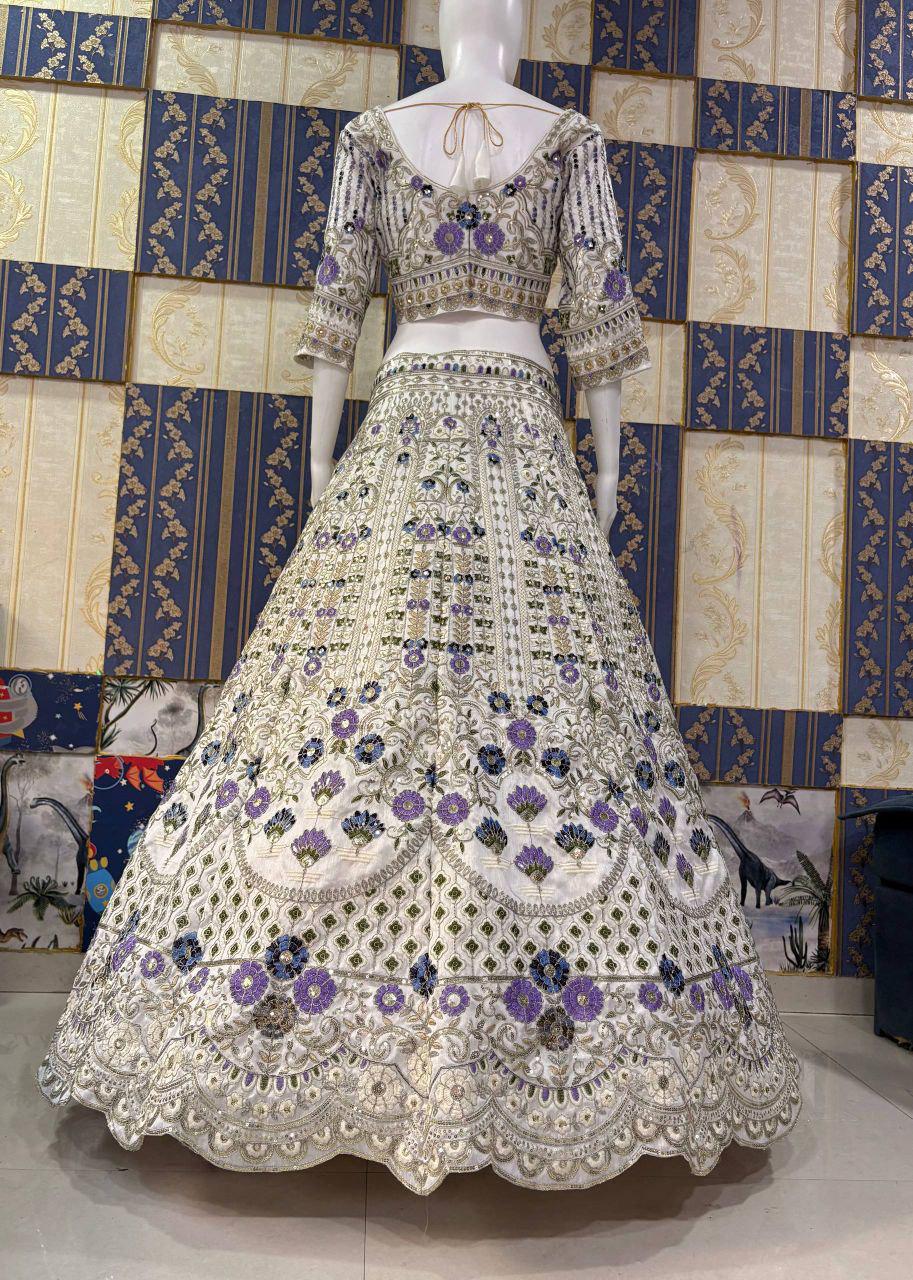 Mono Satin Silk Lehenga Choli, Butterfly Net Dupatta, Sequins Cut Work, Wedding Party Wear