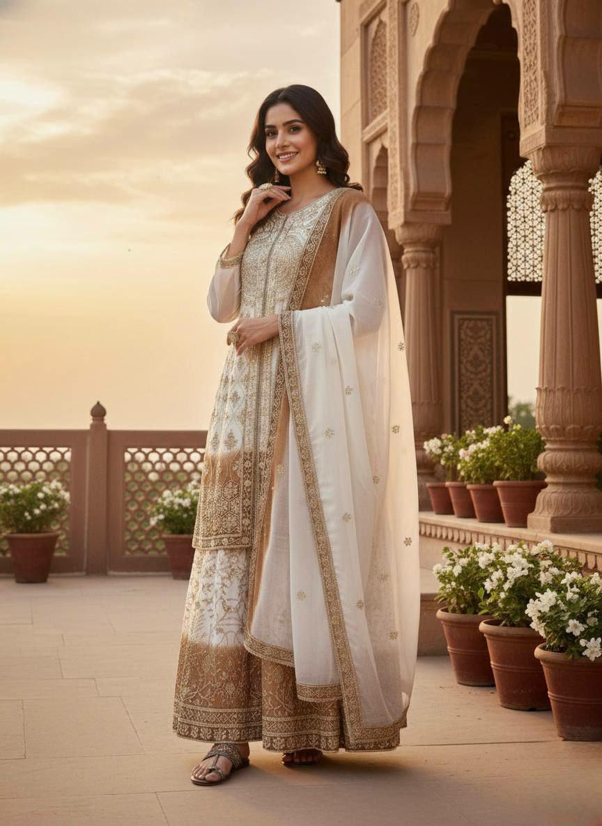 Glamorous Dual Tone Georgette Palazzo Set